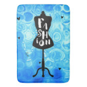 ファッションマネキンスタンドブルーレトロヴィンテージ バスマット (正面縦)