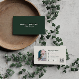 ファッションミニマリストグリーンスキャン可能QRコードビジネス 名刺