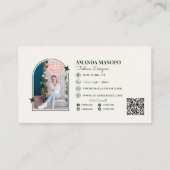 ファッションミニマリストグリーンスキャン可能QRコードビジネス 名刺 (裏面)