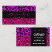 ファッションモダンピンクパープルグリッターヒョウ。        名刺 (正面/裏面)