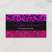 ファッションモダンピンクパープルグリッターヒョウ。        名刺 (正面)