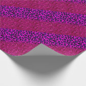 ファッションモダンピンクパープルグリッターレオパード ラッピングペーパー (角)