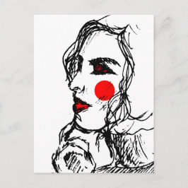 ファッションモデルのスケッチ ポストカード