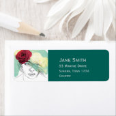 ファッションモデルの女性エレガントフローラ帽子 ラベル (インサイチュ)