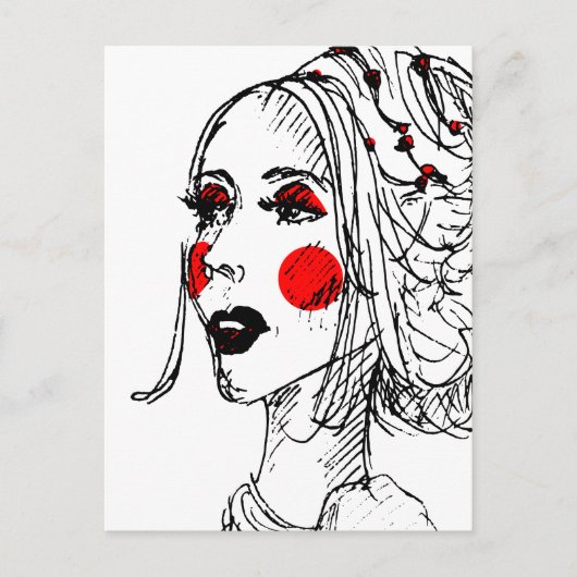 ファッションモデルスケッチ ポストカード (正面)