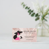 ファッションモデルロゴ |ピンク金ゴールド大理石 名刺 (スタンド正面)