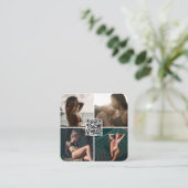 ファッションモデル写真QRコードソーシャルメディアのアイコン スクエア名刺 (スタンド正面)