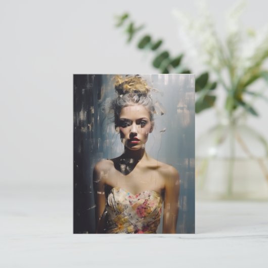 ファッションモデル金髪の女性の写真 ポストカード (スタンド正面)