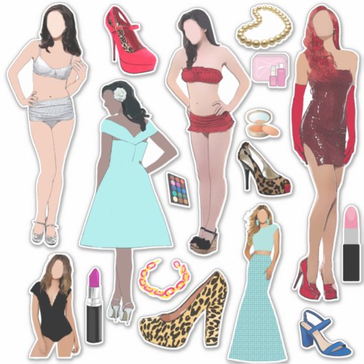 ファッションモデル靴とメイクアップアート シール (正面)