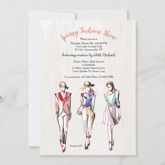 ファッションモデル3つのファッション表示招待状 招待状 (正面)