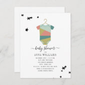 ファッションユニセックスボディスーツ赤ちゃんシャワー 招待状 (正面/裏面)