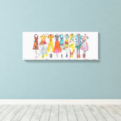 ファッションラバーズアートプリントカラフルファッションスケッチ キャンバスプリント (インサイチュ (ウッドフロア))