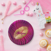 ファッションリップ明るい赤紫色アニマルプリント ペーパープレート (パーティー)