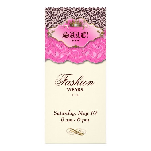 ファッションレオパードジュエリークラウンレースピンク ラックカード (正面)