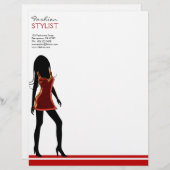 ファッションレッドドレスレターヘッドテンプレート レターヘッド (正面/裏面)