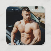 ファッション写真モダンフルフォトQRコード スクエア名刺 (正面)