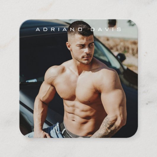 ファッション写真モダンフルフォトQRコード スクエア名刺 (正面)