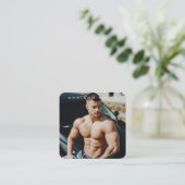 ファッション写真モダンフルフォトQRコード スクエア名刺 (スタンド正面)