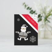 ファッション千鳥格子ののサンタとスノーフレーク ポストカード (スタンド正面)