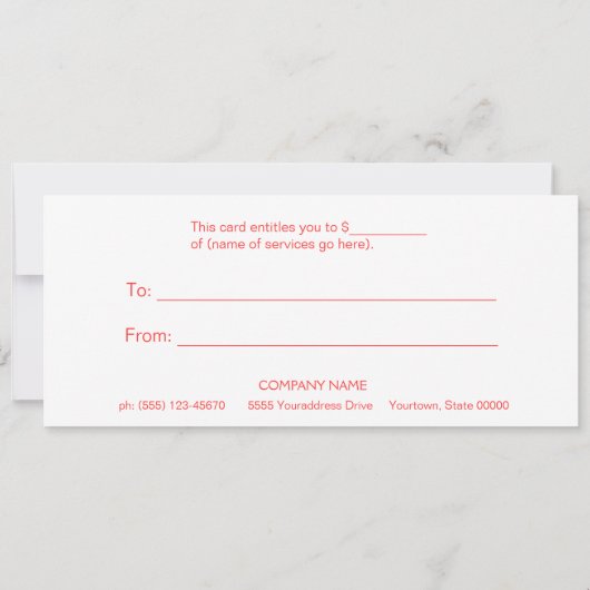 ファッション及び美しいの休日のギフト証明書 (裏面)