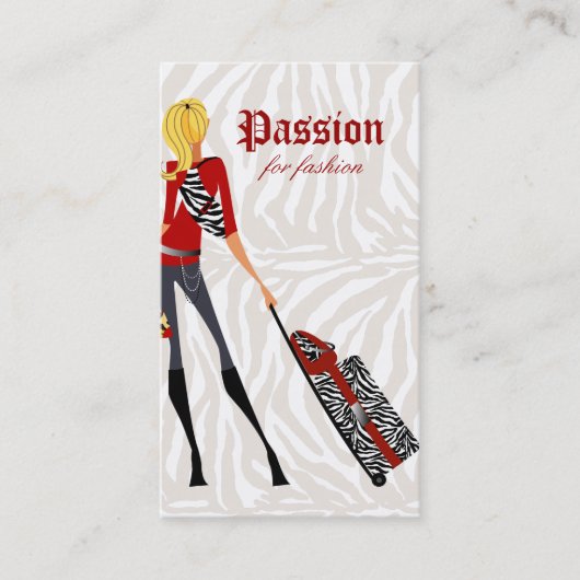 ファッション名刺ハンドバッグスーツケースゼブラ2 名刺 (正面)