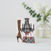 ファッション名刺ハンドバッグブーツレザーゼブラ 名刺 (スタンド正面)