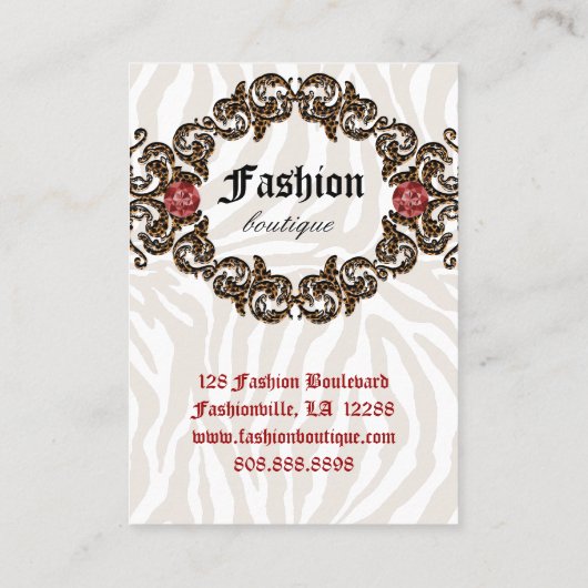 ファッション名刺ハンドバッグブーツ革ゼブラ 名刺 (裏面)