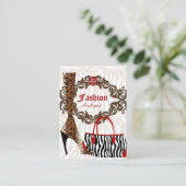 ファッション名刺ハンドバッグブーツ革ゼブラ 名刺 (スタンド正面)