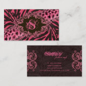 ファッション名刺動物ゼブラヒョウピンク 名刺 (正面/裏面)