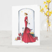 ファッション図解入りの、写真付きのクリスマスカード「ノーススター」 カード (黄色い花)