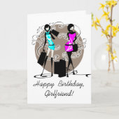 ファッション女の子らしい女の子の友人個人設定 カード (黄色い花)