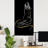 ファッション女性シルエット ポスター (ホームオフィス)