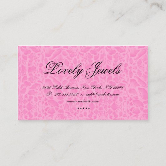 ファッション宝石nクラウンレオパードゼブラレースピンク 名刺 (裏面)