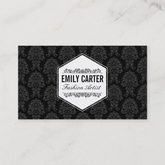 ファッション家 |要華美素、ダマスク（黒） 名刺 (正面)