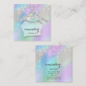 ファッション布ハンガードレスブティックドリップスブルー スクエア名刺 (正面/裏面)