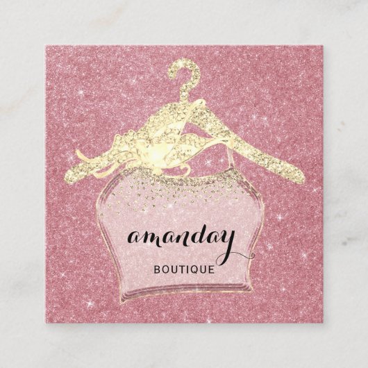 ファッション布ハンガードレスブティックQRコードロゴ スクエア名刺 (正面)