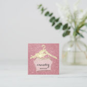 ファッション布ハンガードレスブティックQRコードロゴ スクエア名刺 (スタンド正面)