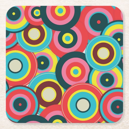 ファッション幾何学的ヴィンテージ – パタスタイリッシューン スクエアペーパーコースター (正面)