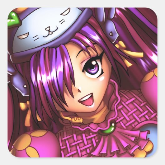 ファッション日本のアニメ女子 スクエアシール (正面)