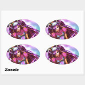 ファッション日本のアニメ女子 楕円形シール (シート)