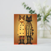 ファッション猫科の動物予測できな- Cat Coats & Boots ポストカード (スタンド正面)