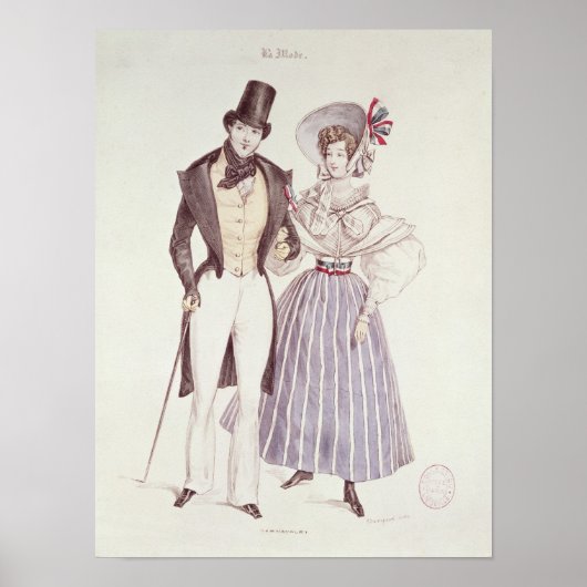 ファッション男性へと女性， 1830 ポスター (正面)