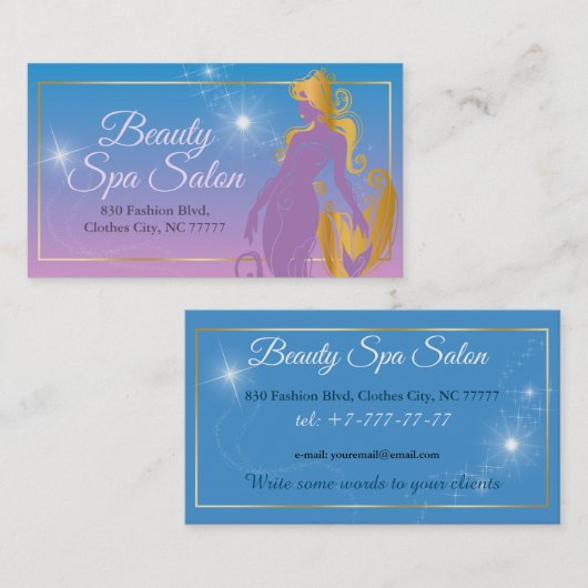 ファッション美しいスパサロンマーメイドイラストレーション 名刺 (正面/裏面)