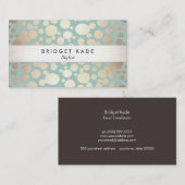 ファッション美しい金ゴールドターコイズ円パターン 名刺 (正面/裏面)