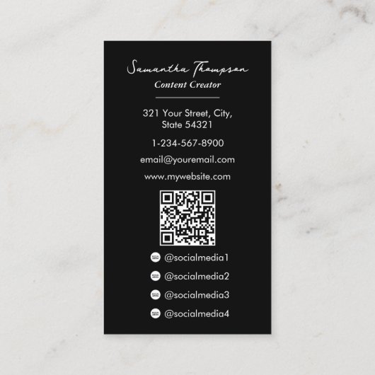 ファッション美しいBlogger Content Creatorフルフォト 名刺 (裏面)