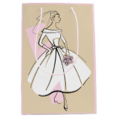 ファッション花嫁ナチュラル抱き枕ミディアムピンク ミディアムペーパーバッグ (正面)