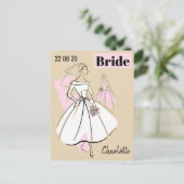 ファッション花嫁ニュートラルグループ日付名葉書 ポストカード (スタンド正面)