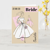 ファッション花嫁ニュートラルネーム日付あいさつカード カード (黄色い花)