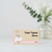 ファッション花嫁ニュートラルビジネスカードピンクストライプ 名刺 (スタンド正面)