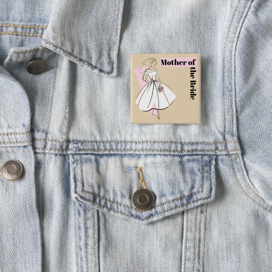 ファッション花嫁ニュートラルマザーオブザブライドスクエア 缶バッジ (インサイチュ)